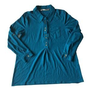Soft Surroundings Womens Shirts Size Petite Medium Style# 3BQ88 Tunic Style Teal